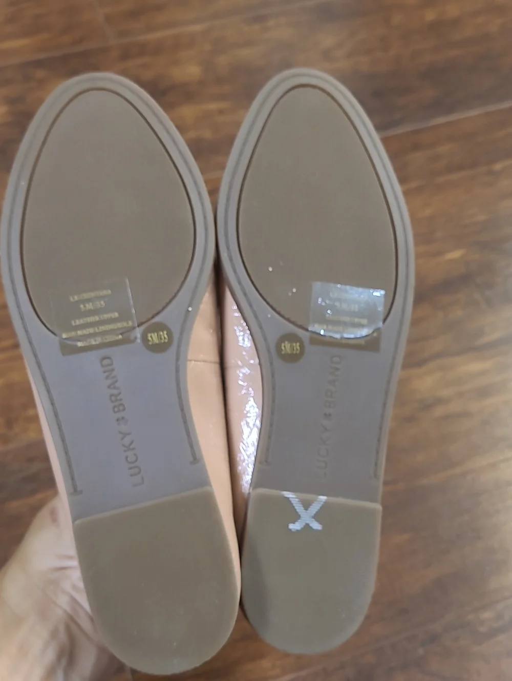 Lucky Brand Blush Patent Mary Jane Flats Leather Upper Size 5m/35